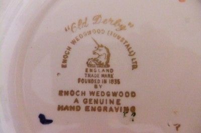 Enoch Wedgwood Plate England Old Derby Hand Engraving Gold Rim