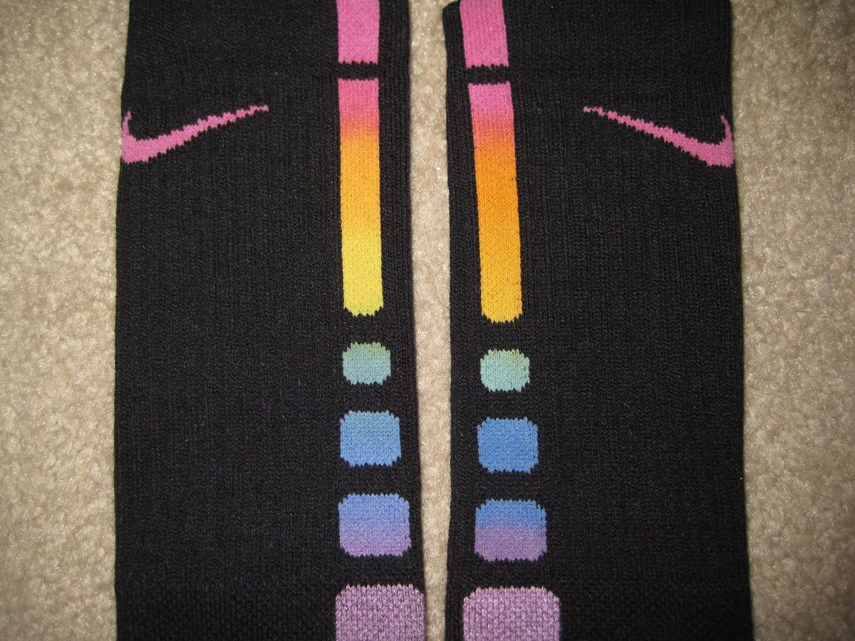 Custom RAINBOW BLEND Nike Elite Socks Sz L (8 12)