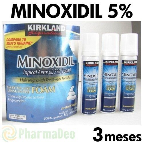 Minoxidil 5 3x60ml Kirkland Anticaida Del Cabello Calvo Peluca