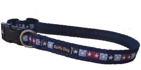 Spiffy Dog Navy Stars Pet Dog Collar Lightweight Quick Drying & Odor