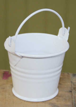 10 White Painted Metal Pail Wedding Showers Favors