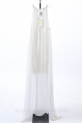 Erin Fetherston 12 L Ivory Silk Chiffon Tent Gown Sheer Wedding Dress