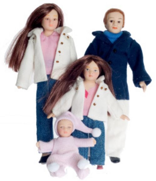  Contemporary Porcelain Doll Family People Dad Mom Girl Baby
