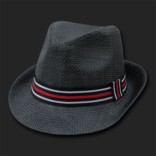 Black Straw Woven Fedora Hat Hats Fedoras Size L XL