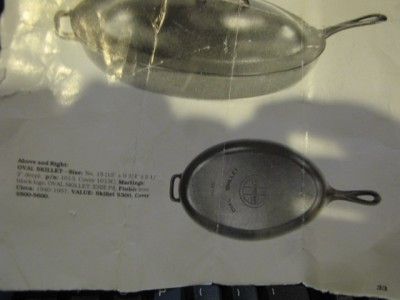 Vintage Griswold Oval Cast Iron # 15 Skillet / Frying Pan 1013