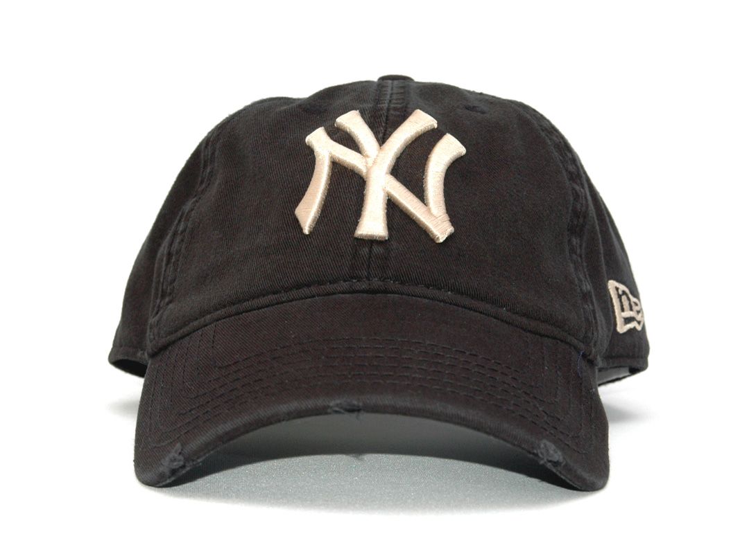 New Era NY Yankees Distressed Baseball Cap Hat Black Color
