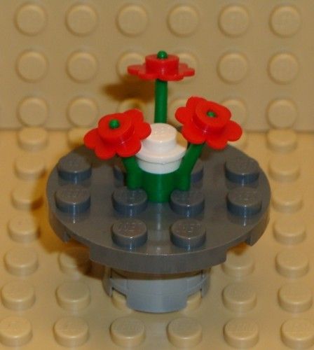 X1 New Lego Minifig Table Red Flower Centerpiece
