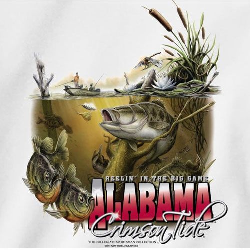 Alabama Crimson Tide Fishing T Shirts Reelin in The Big Game Sportsman