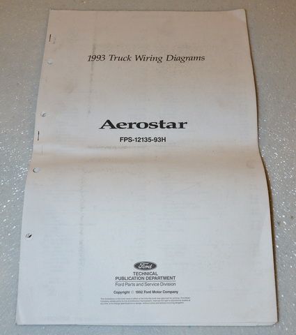 1993 Ford Aerostar Electrical Wiring Diagrams Manual Mini Van XL XLT
