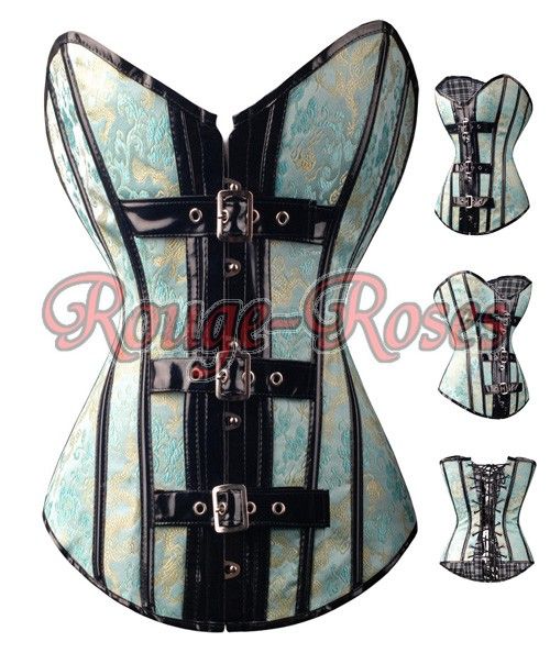 Gothic Baby Blue Floral 2XL CORSET Bustier Brocade Boutique Appealing