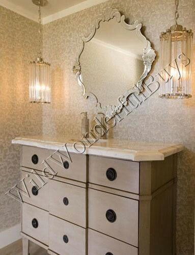 Venetian Framed Wall Mirror Serpentine Vanity Bathroom Etched Edge New
