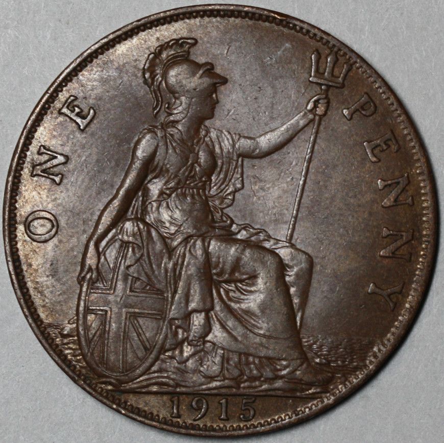 1915 Large Bronze Penny King George V Great Britain