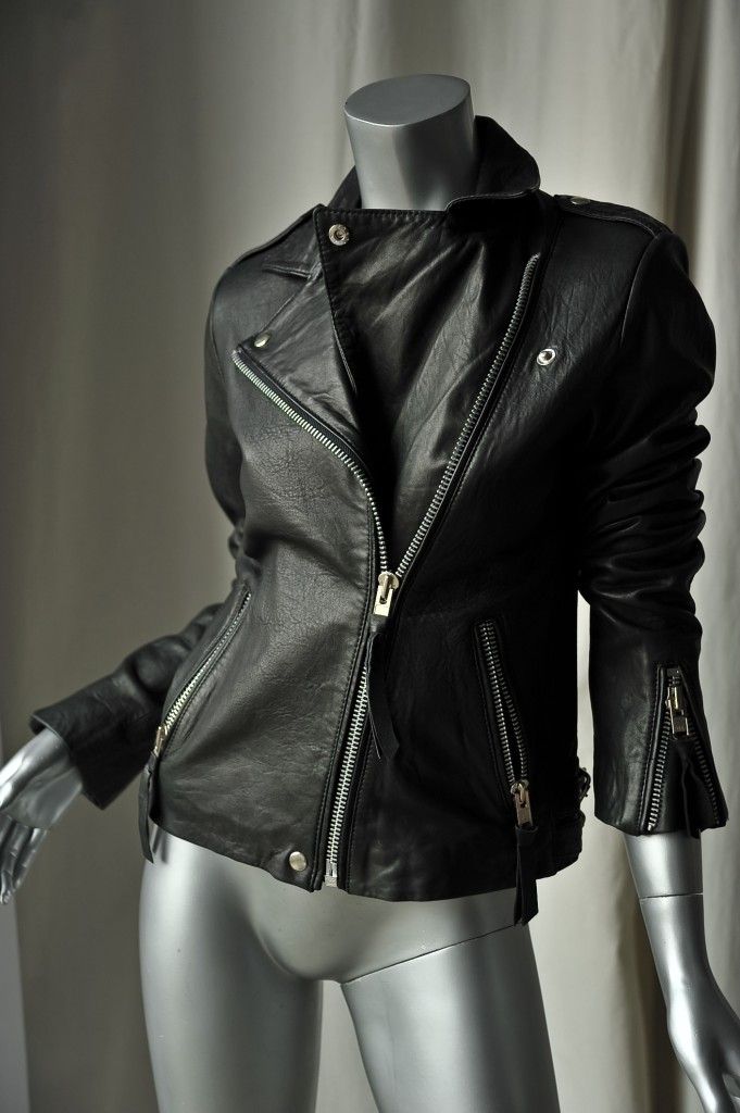 Gerard DAREL Black Leather Motorcycle Jacket Coat M 38