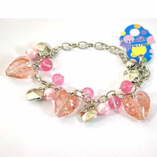  Lampwork Glass Beads Pearl Heart Link Bracelet Fashion Jewelry
