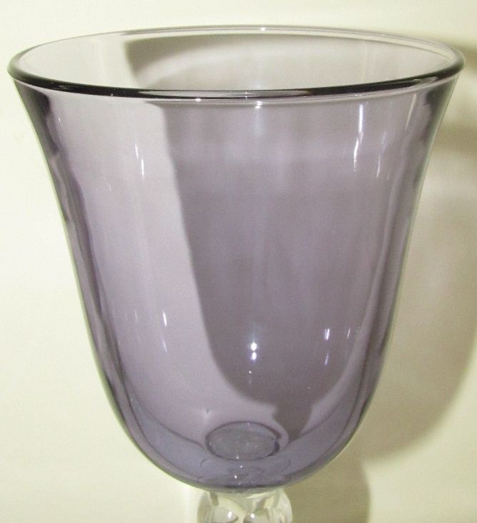  Purple Amethyst Twisted Stem Flared Wine Goblet Glasses Set