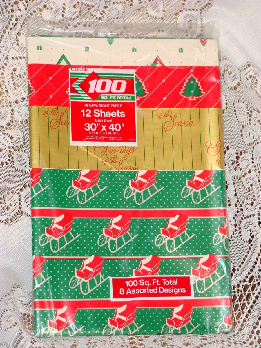 Vintage 1970s Christmas Gift Wrapping Paper 12 Sheets Assortd Designs
