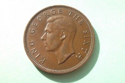 1951 George VI New Zealand One Penny Coin High Grade