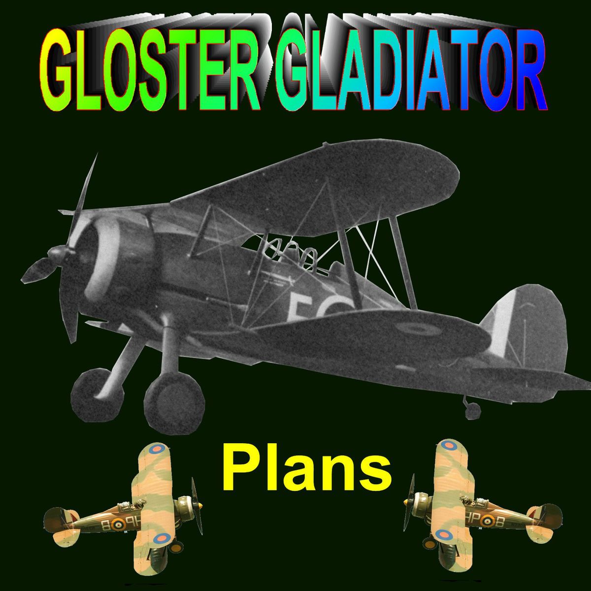   FLIGHT SCALE MODEL AIRPLANE PLANS GLOSTER GLADIATOR RUBBER POWERED