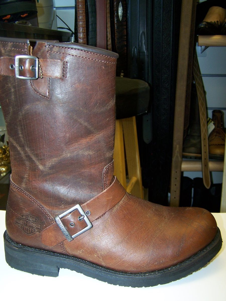 New Harley Davidson Style 91327 Kent Brown Leather Motorcycle Boot