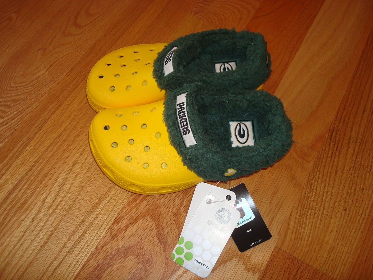 Boys Girls Green Bay Packer Crocs Shoe Boot Sz 1 3 New with Tags