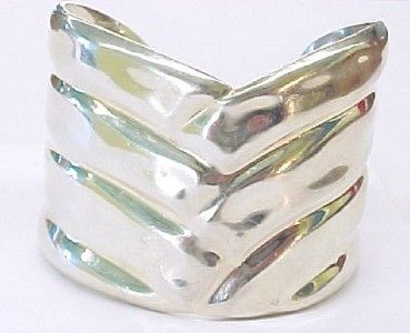 Gregorio Sterling Silver Wide Cuff Bracelet Made in Mexico 7