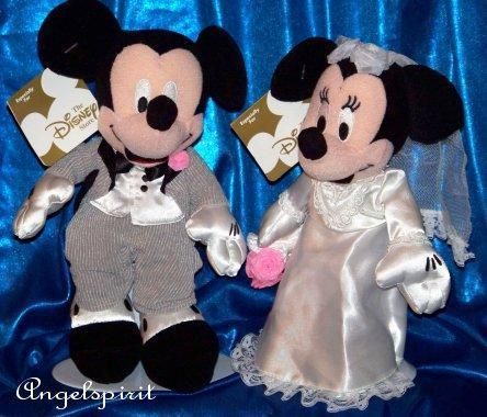 Disney Wedding Mickey Mouse Minnie Stuffed Plush Beanbag Toy 8 Bride