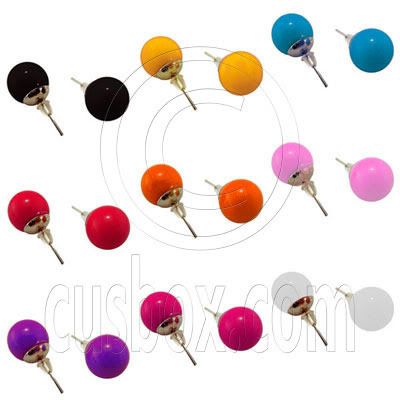 Plain Sold 9 Colors Plastic Candy Ball Earrings 1 2cm