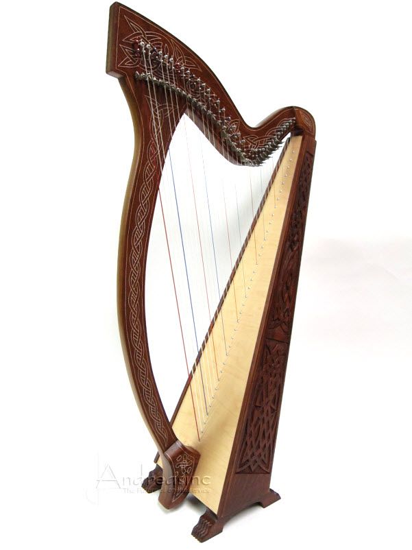  Levers Meghan Irish Celtic Floor Harp Knotwork Design Blemished