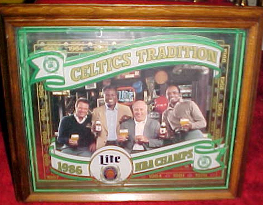 New Vintage RARE1986 Boston Celtics Tradition Miller Lite Beer Mirror