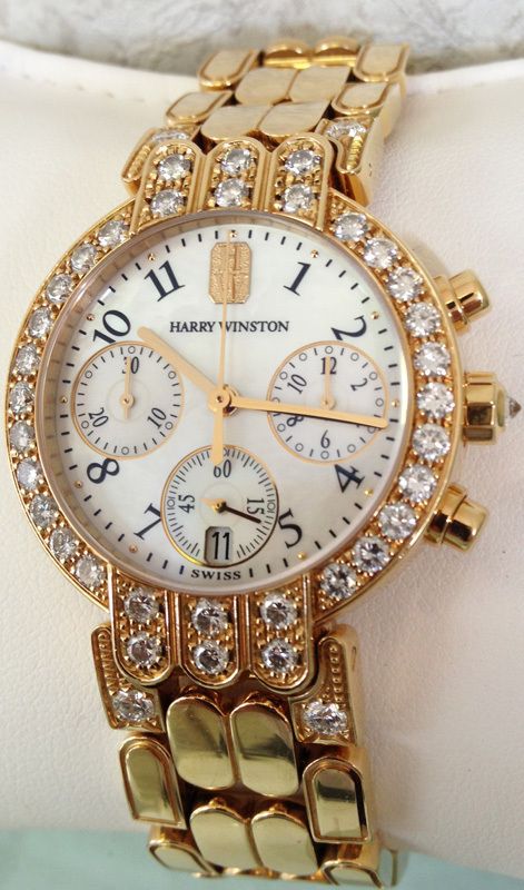 Harry Winston Premier 18K Yellow Gold Chronograph Watch with Diamonds