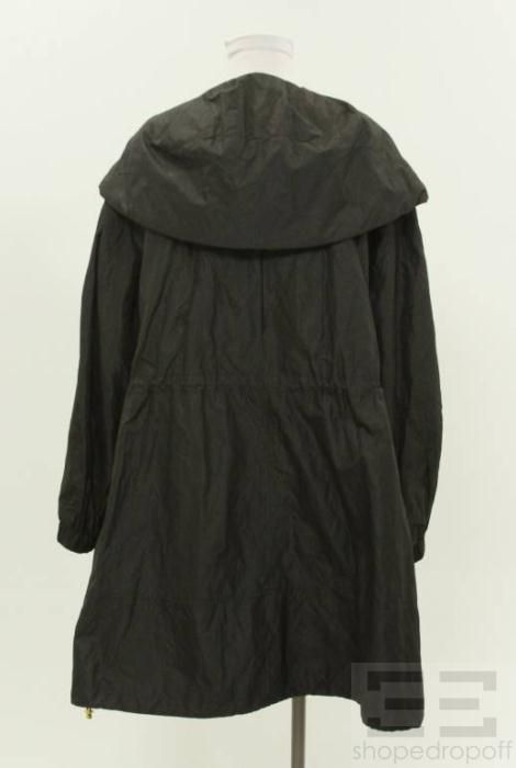 Hilary Radley Black Zip & Snap Closure Hooded Raincoat Size XL