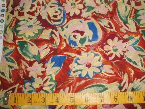 yds Dark Red Background Floral Fabric 54 55 Wide