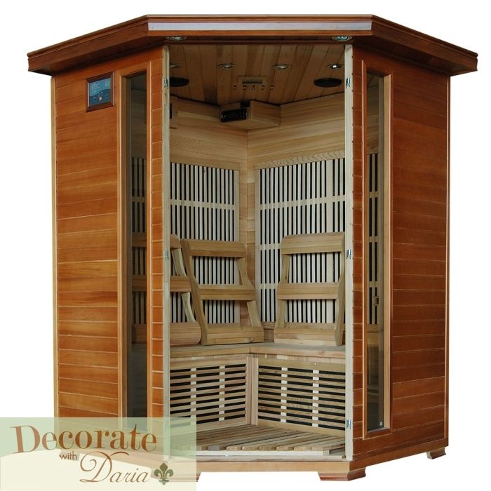  Person Cedar Infrared Sauna with Carbon Heaters   Corner Unit