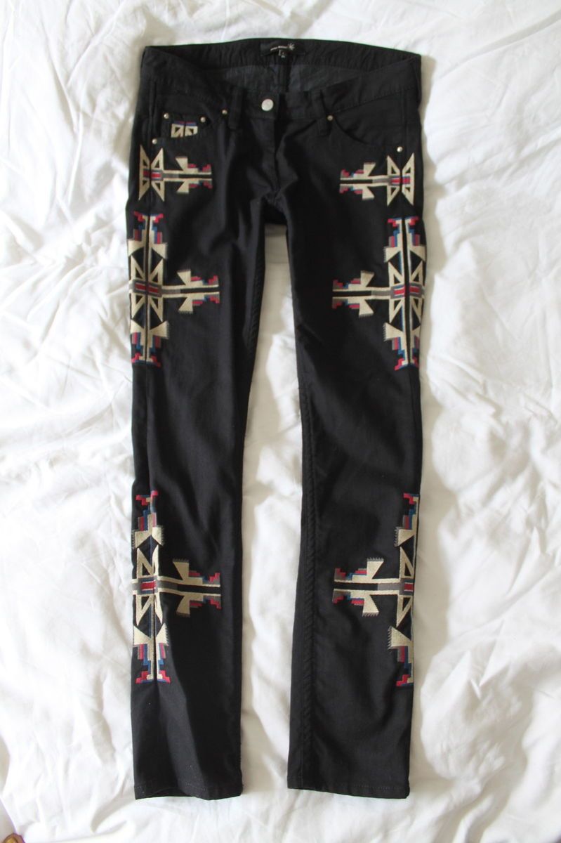  Navajo $660 Isabel Marant Renel Embroidered Skinny Jeans 2 M