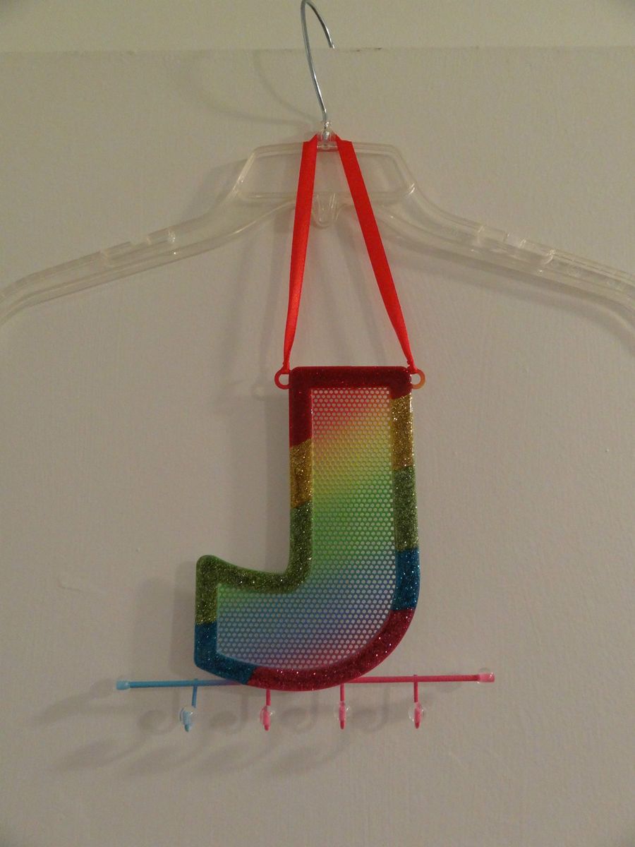 Rainbow Letter J Hanging Jewelry Holder Organizer New Without Box or