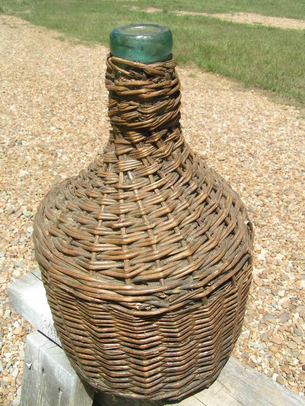 Old Woven Italian Wine Wicker Bottle Jug Demijohn 0141