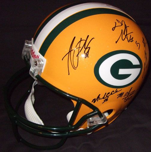  Bay Packers Team Signed Helmet Proof AJ Hawk James Jones Crosby