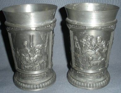 Germany WMR Sinn Ges Gesch Pewter Alloy Beverage Tumblers Vintage