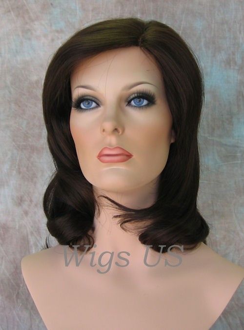 Wigs Med Dark Brown 100 Human Hair Mono Top Wig