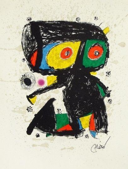 Joan Miro Original Lithograph Signed in Plate 1980