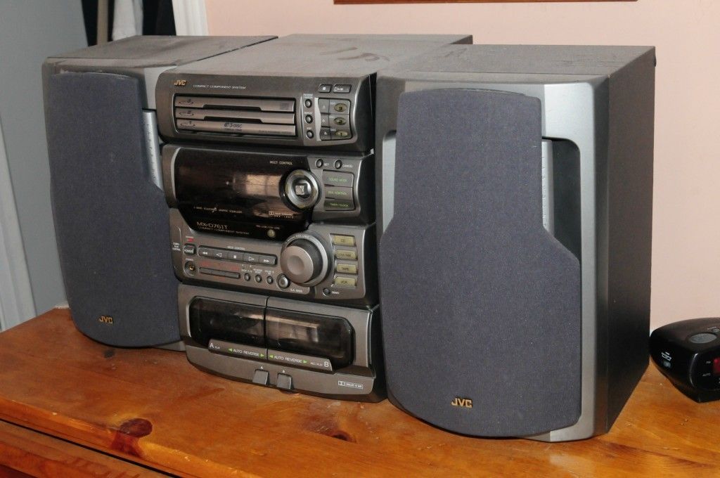 JVC home bookshelf stereo 3 cd player xc 301 am fm radio w speakers 9