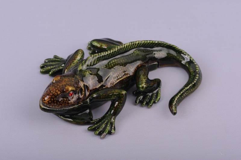 Faberge Iguana trinket box by Keren Kopal Swarovski Crystal Jewelry