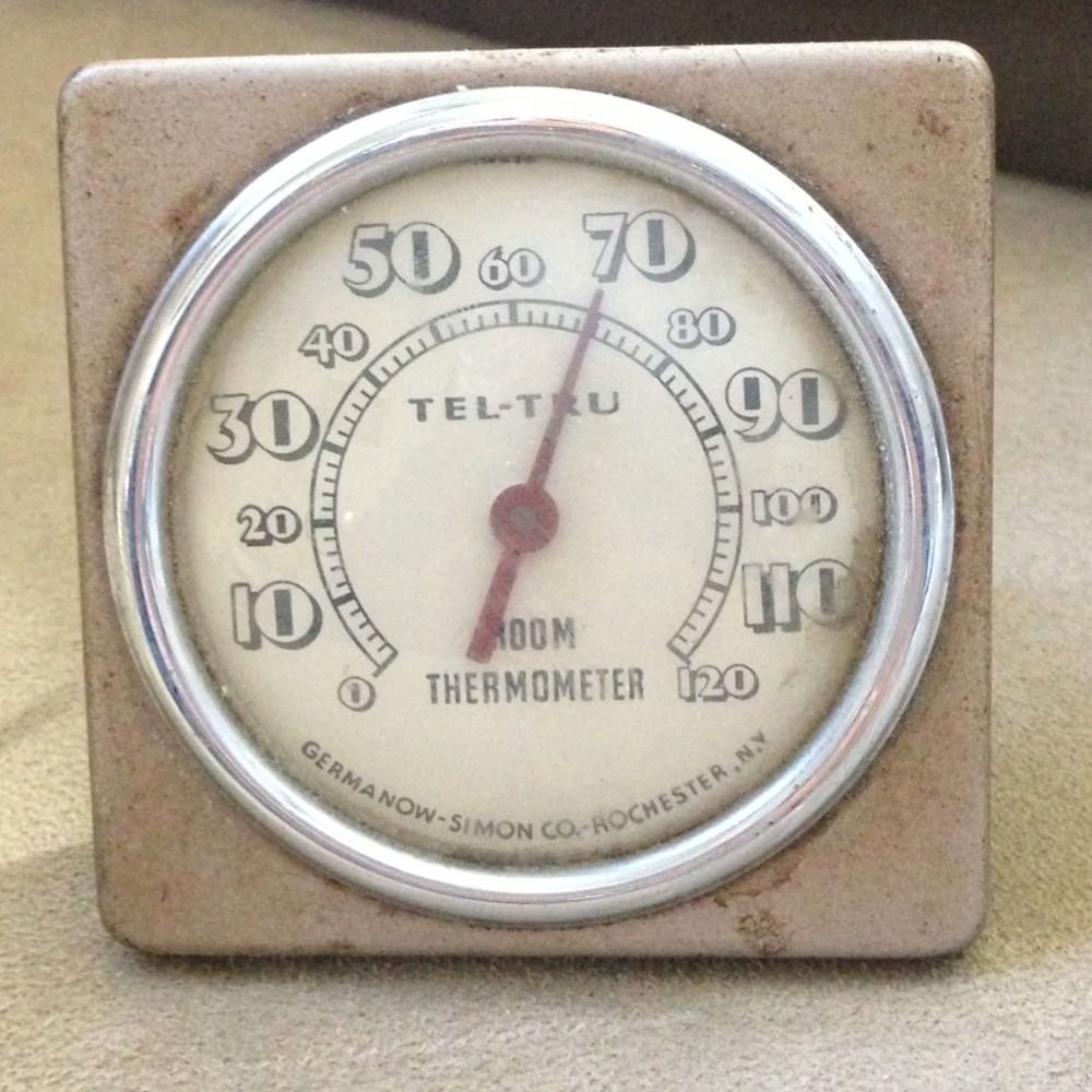 Vintage Germanow Simon Co Rochester N Y Tel Tru Room Thermometer