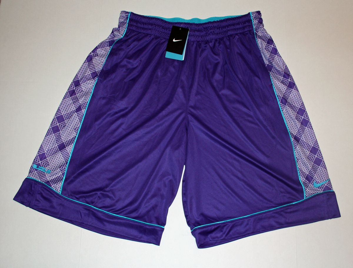 Nike Lebron James Half Print Mens Basketball Shorts Purple Teal