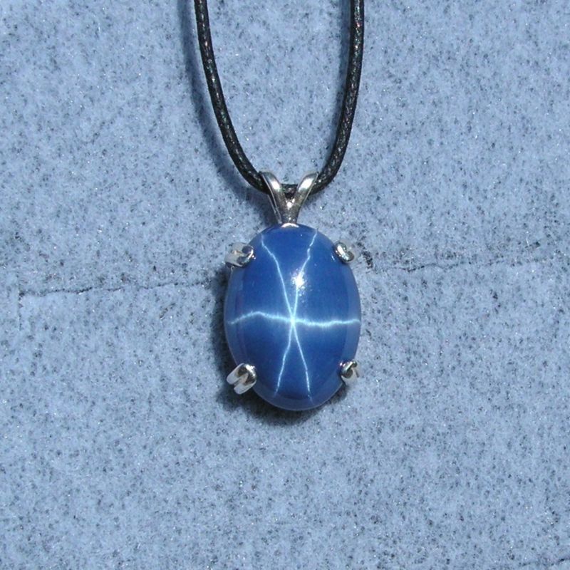 16x12mm Linde Blue Star Sapphire Created s s Pendant