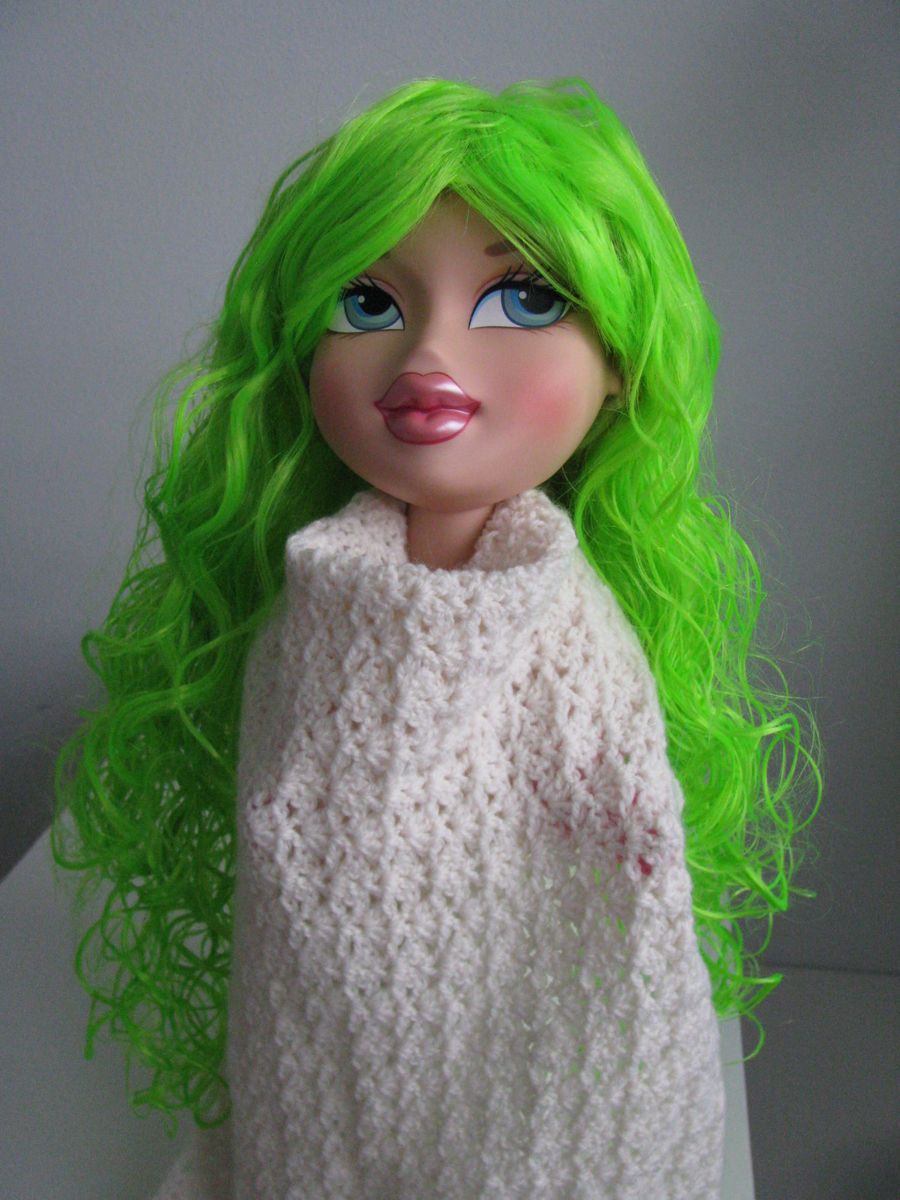 Neon Green Fun Long Curly Wavy Wig Fake Hair with Bangs Party Costume