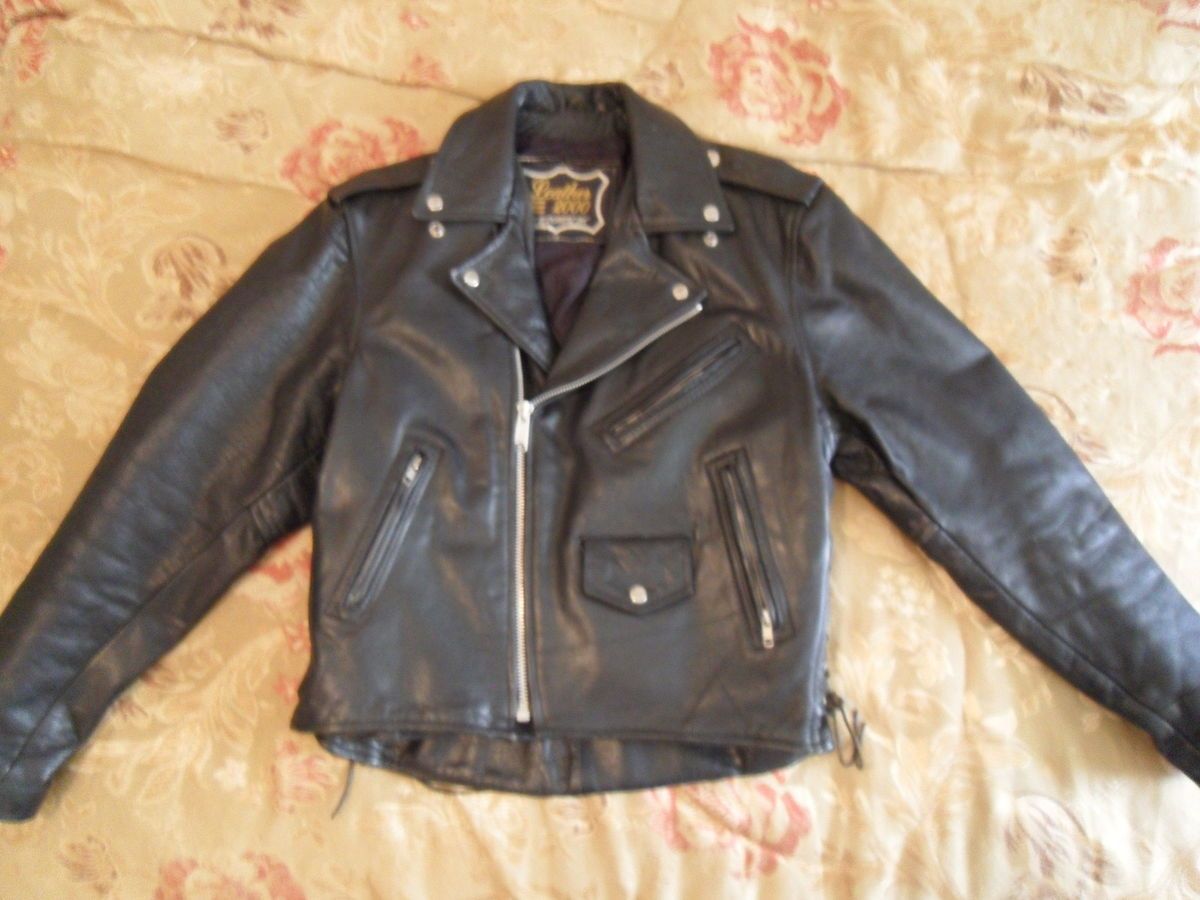 Heavy Black Leather Motorcycle Jacket