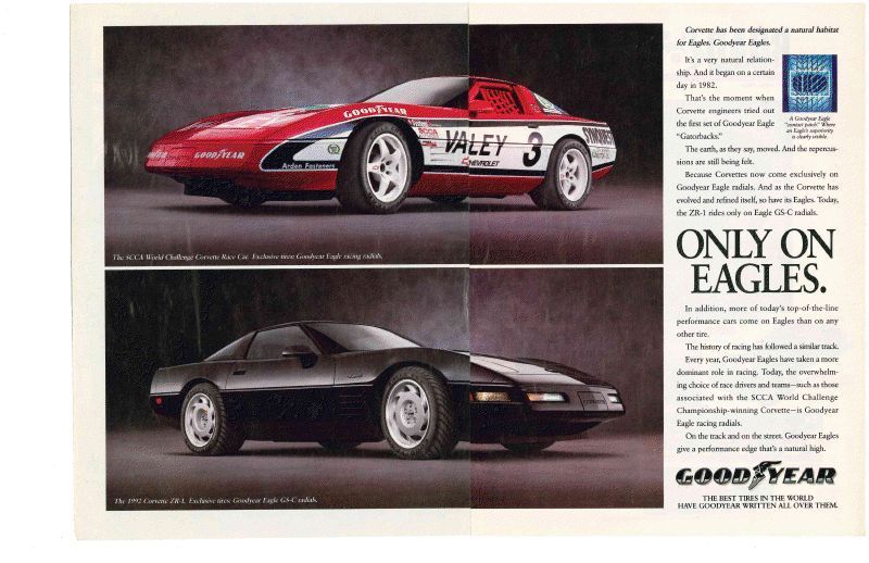 1992 Chevrolet Corvette ZR 1 Awesome 2 Page Goodyear Ad
