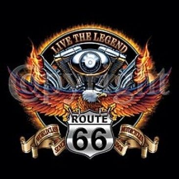Twin Engine Motorcycle Legend Route 66 Biker Pocket Tee T Shirt