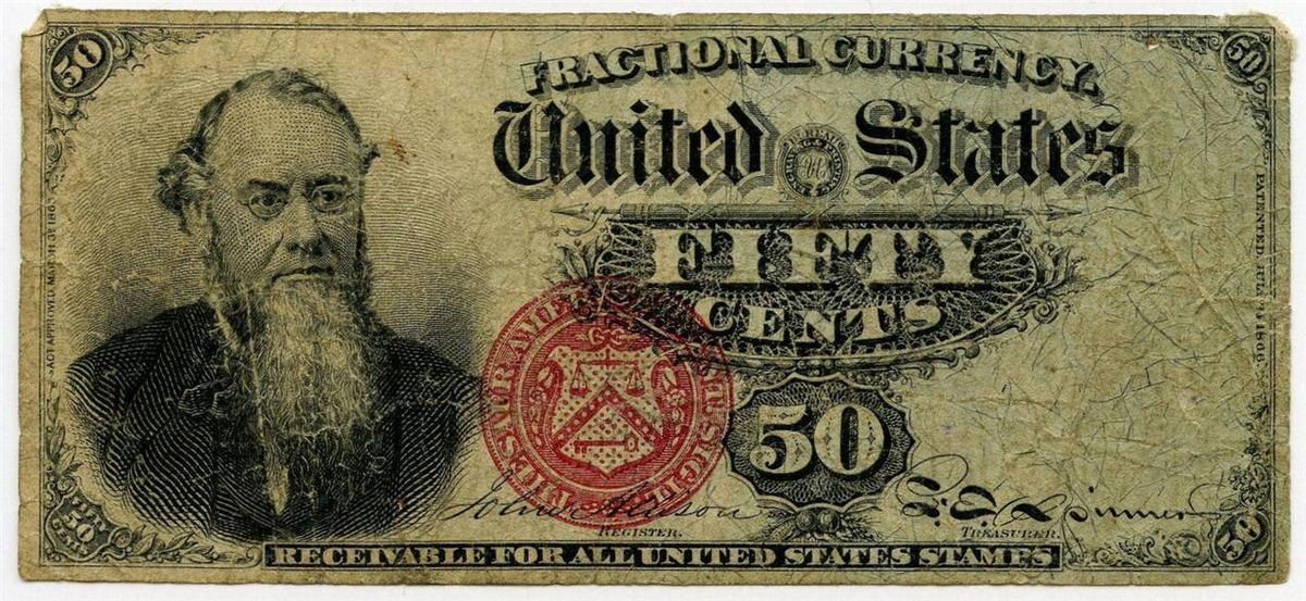  Fractional Currency EDWIN M STANTON 50 Cent Fourth Issue FR 1376 R